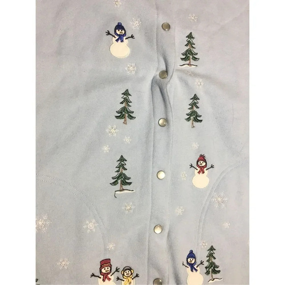 Womens Classic Elements Vest Size Large Blue Christmas Snow Snowman Cold Winter - Picture 2 of 4